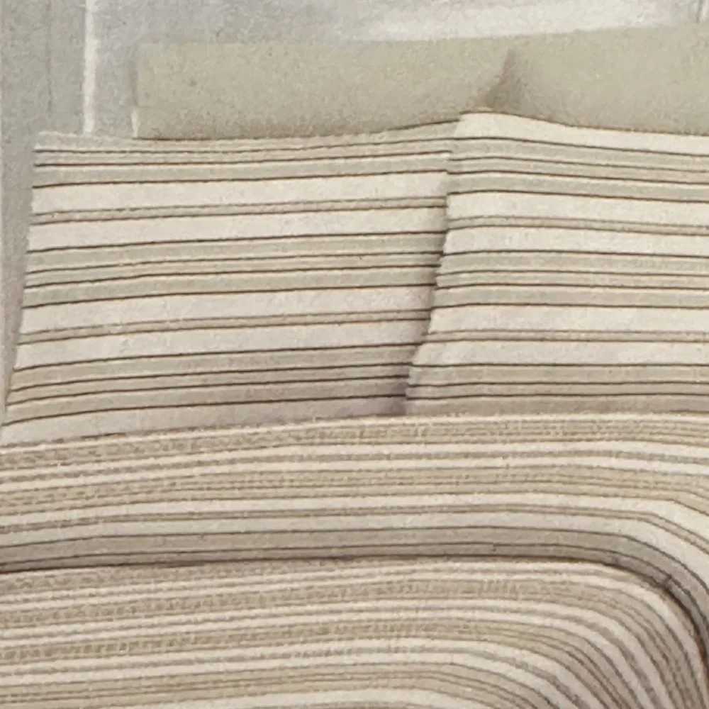Duvet Cover Set 6 pc Set Natural Wheat and Burgundy Stripes